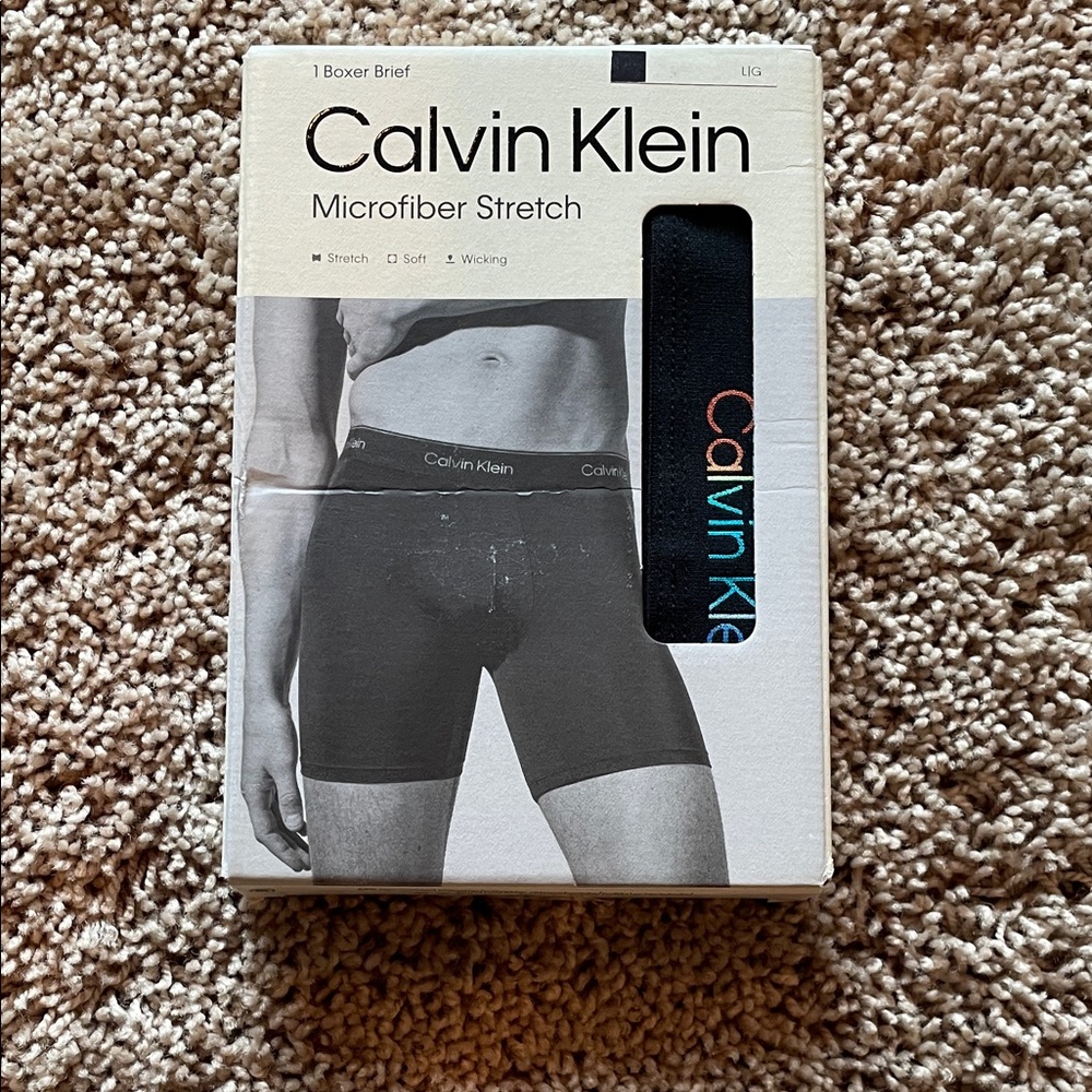NWT Pride Calvin Klein Black Boxer Brief  Multicolor Logo Waistband size large